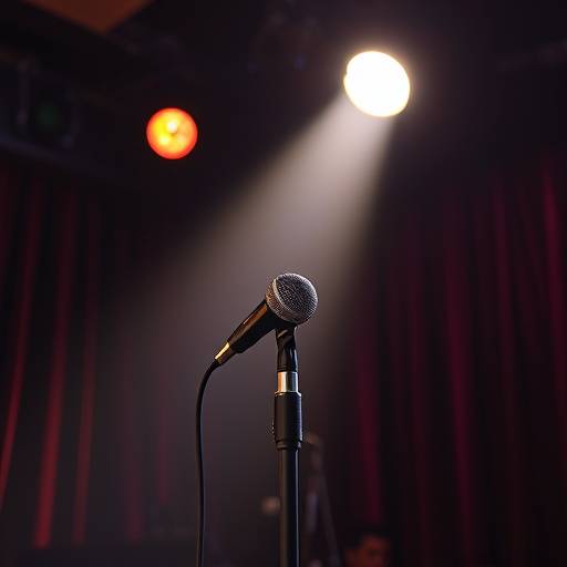 Podcast cover for 'Comedy Corner London' depicting a microphone and a spotlight.