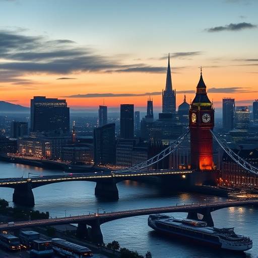Podcast cover for 'Tech London: Innovation and Disruption' featuring a futuristic city skyline.